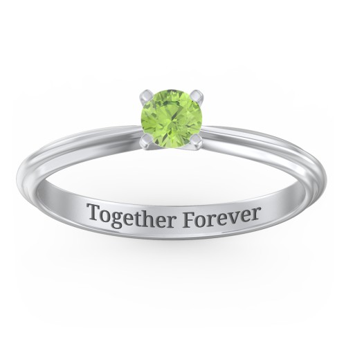 1/4 ct. Round Gemstone Engagement Ring with Ridged Band