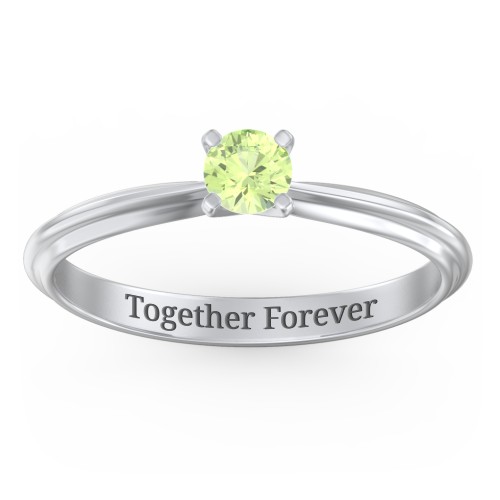 1/4 ct. Round Gemstone Engagement Ring with Ridged Band