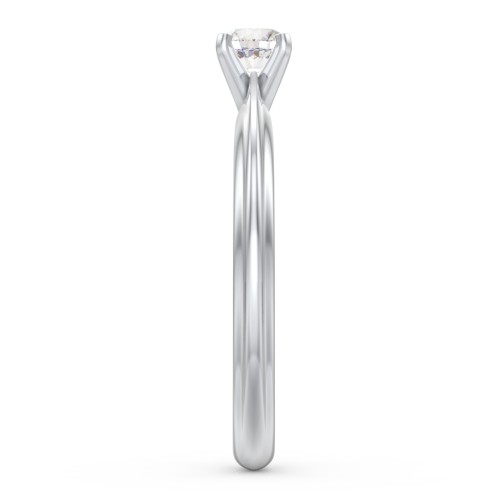 1/4 ct. Round Gemstone Engagement Ring with Ridged Band – Sterling Silver with Cubic Zirconia