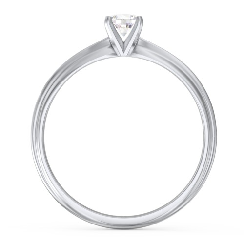 1/4 ct. Round Gemstone Engagement Ring with Ridged Band – Sterling Silver with Cubic Zirconia