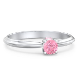 1/4 ct. Round Gemstone Peek-A-Boo Engagement Ring with Ridged Band
