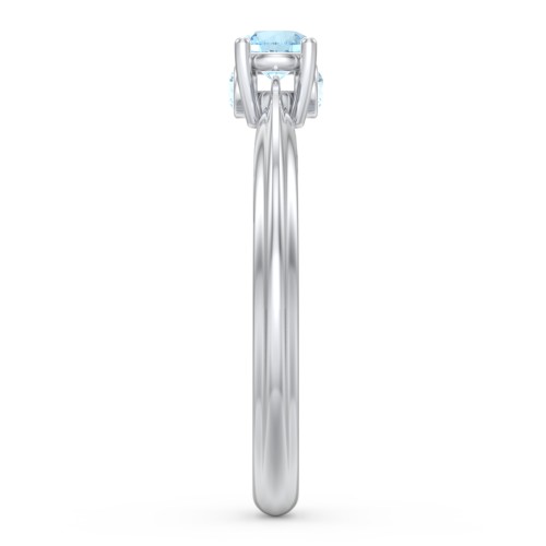 1/4 ct. Round Gemstone Peek-A-Boo Engagement Ring with Ridged Band