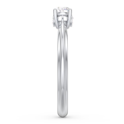 1/4 ct. Round Gemstone Peek-A-Boo Engagement Ring with Ridged Band – Sterling Silver with White Sapphire and Cubic Zirconia