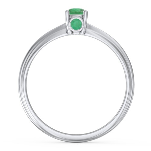 1/4 ct. Round Gemstone Peek-A-Boo Engagement Ring with Ridged Band – Sterling Silver with Emerald