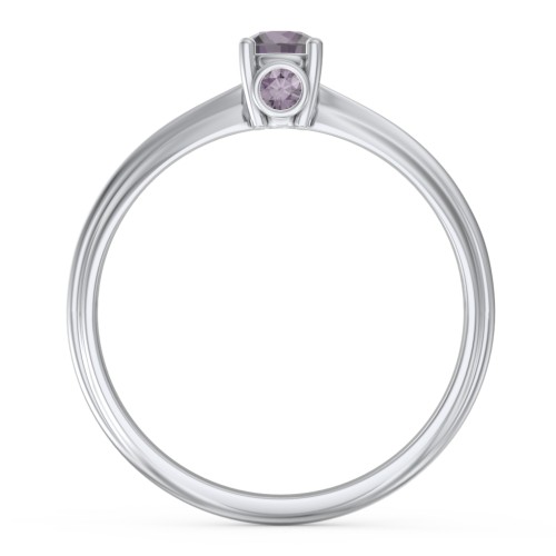 1/4 ct. Round Gemstone Peek-A-Boo Engagement Ring with Ridged Band