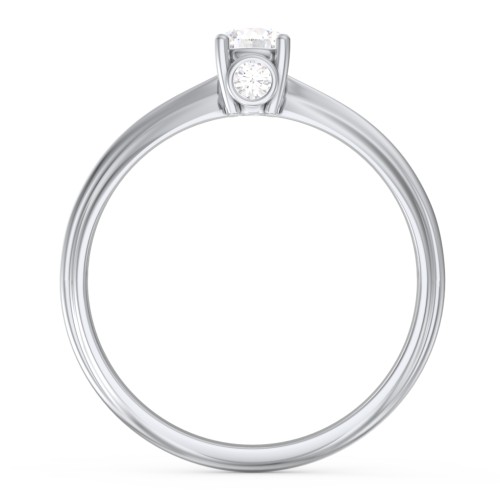 1/4 ct. Round Gemstone Peek-A-Boo Engagement Ring with Ridged Band – Sterling Silver with White Sapphire and Cubic Zirconia