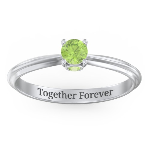 1/4 ct. Round Gemstone Peek-A-Boo Engagement Ring with Ridged Band