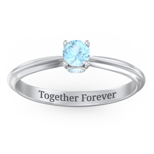 1/4 ct. Round Gemstone Peek-A-Boo Engagement Ring with Ridged Band