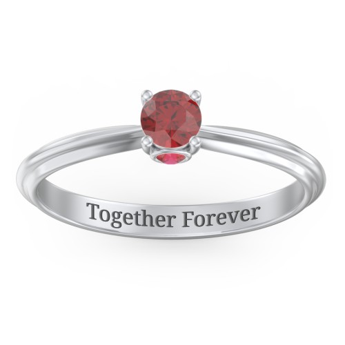 1/4 ct. Round Gemstone Peek-A-Boo Engagement Ring with Ridged Band