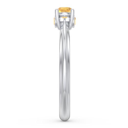 1/4 ct. Round Gemstone Peek-A-Boo Engagement Ring with Ridged Band – Sterling Silver with Citrine