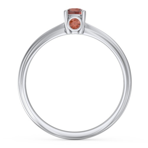 1/4 ct. Round Gemstone Peek-A-Boo Engagement Ring with Ridged Band – Sterling Silver with Garnet