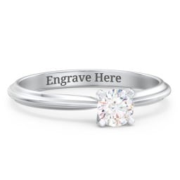 1/3 ct. Round Gemstone Engagement Ring with Ridged Band