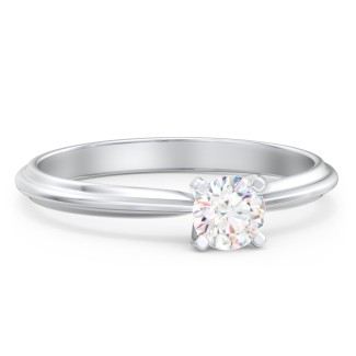 1/3 ct. Round Gemstone Engagement Ring with Ridged Band