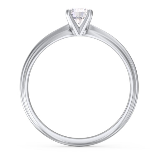 1/3 ct. Round Gemstone Engagement Ring with Ridged Band – Sterling Silver with White Premium Zirconia