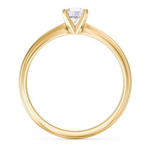 1/3 ct. Round Gemstone Engagement Ring with Ridged Band – 10K Yellow Gold with White Premium Zirconia