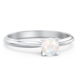 1/2 ct. Round Gemstone Engagement Ring with Ridged Band
