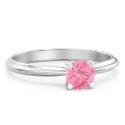 1/2 ct. Round Gemstone Engagement Ring with Ridged Band