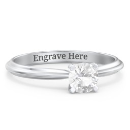 1/2 ct. Round Gemstone Engagement Ring with Ridged Band