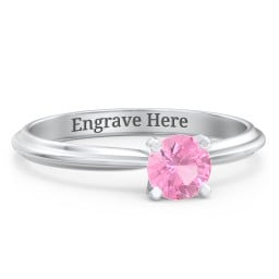 1/2 ct. Round Gemstone Engagement Ring with Ridged Band