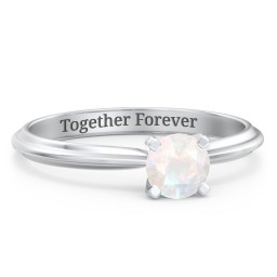 1/2 ct. Round Gemstone Engagement Ring with Ridged Band