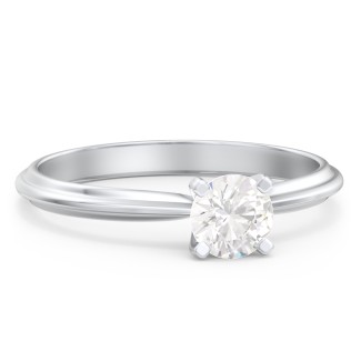 1/2 ct. Round Gemstone Engagement Ring with Ridged Band