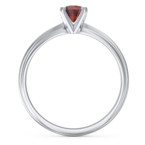 1/2 ct. Round Gemstone Engagement Ring with Ridged Band – Sterling Silver with Garnet