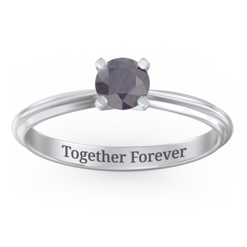 1/2 ct. Round Gemstone Engagement Ring with Ridged Band