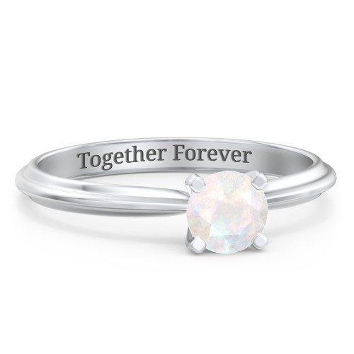 1/2 ct. Round Gemstone Engagement Ring with Ridged Band