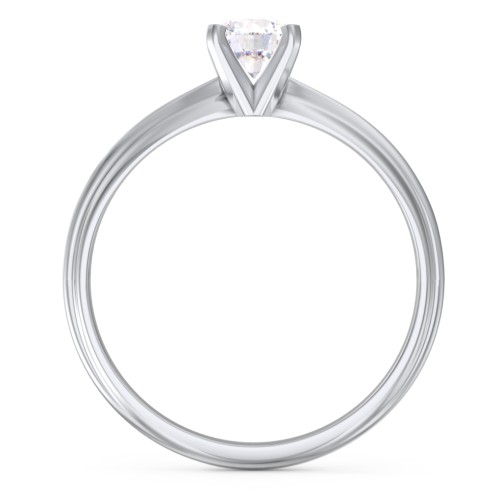 1/2 ct. Round Gemstone Engagement Ring with Ridged Band – Sterling Silver with Lab Diamond