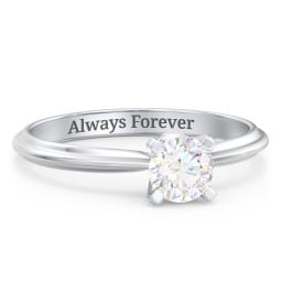 1/2 ct. Round Gemstone Peek-A-Boo Engagement Ring with Ridged Band