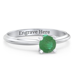 1/2 ct. Round Gemstone Peek-A-Boo Engagement Ring with Ridged Band