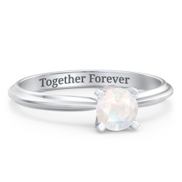1/2 ct. Round Gemstone Peek-A-Boo Engagement Ring with Ridged Band