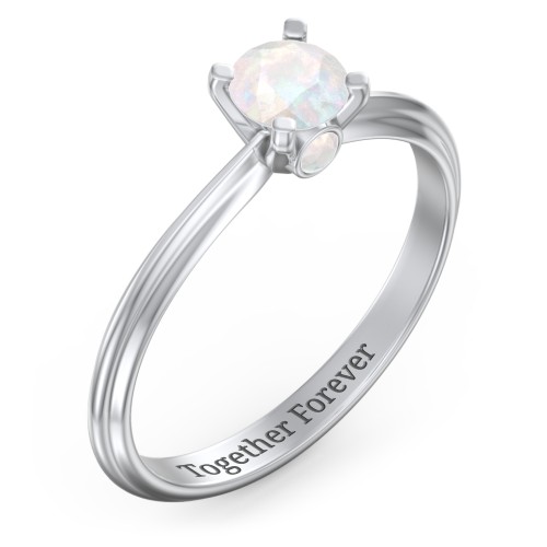1/2 ct. Round Gemstone Peek-A-Boo Engagement Ring with Ridged Band