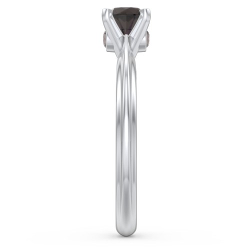 1/2 ct. Round Gemstone Peek-A-Boo Engagement Ring with Ridged Band