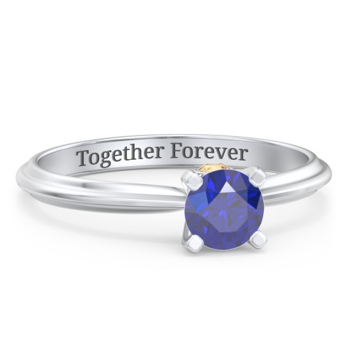 1/2 ct. Round Gemstone Peek-A-Boo Engagement Ring with Ridged Band