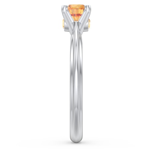 1/2 ct. Round Gemstone Peek-A-Boo Engagement Ring with Ridged Band – Sterling Silver with Citrine