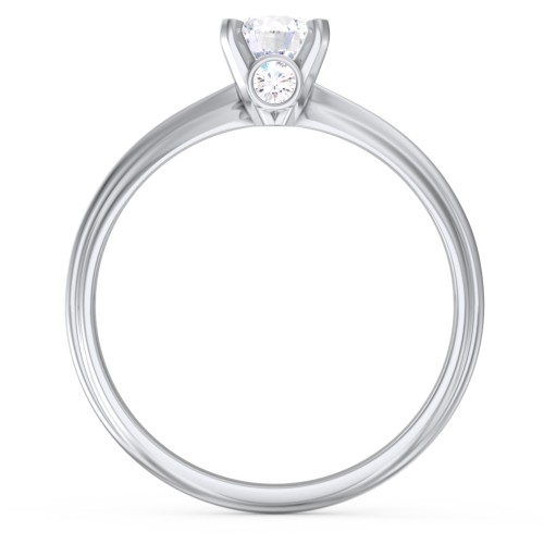 1/2 ct. Round Gemstone Peek-A-Boo Engagement Ring with Ridged Band – Sterling Silver with Diamond