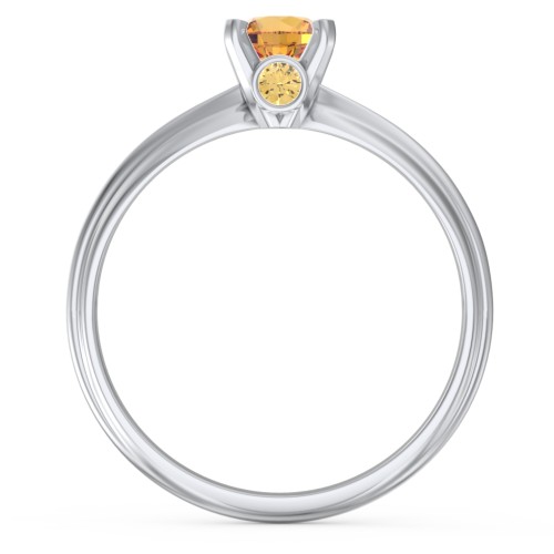 1/2 ct. Round Gemstone Peek-A-Boo Engagement Ring with Ridged Band – Sterling Silver with Citrine