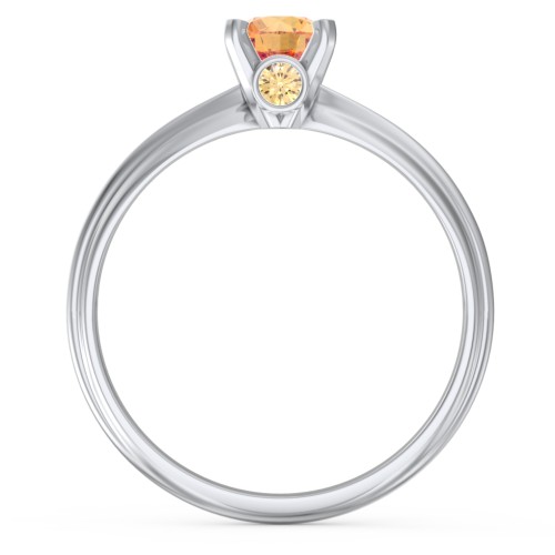 1/2 ct. Round Gemstone Peek-A-Boo Engagement Ring with Ridged Band – Sterling Silver with Citrine