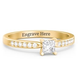 1/4 ct. Princess Gemstone Engagement Ring with Side Accent Stones