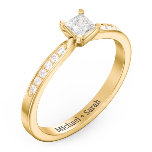 1/4 ct. Princess Gemstone Engagement Ring with Side Accent Stones