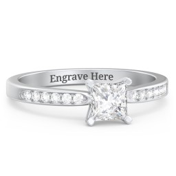 1/2 ct. Princess Gemstone Engagement Ring with Side Accent Stones in 925 Sterling Silver with White Premium Zirconia