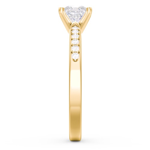 1/2 ct. Princess Gemstone Engagement Ring with Side Accent Stones – 10K Yellow Gold with White Premium Zirconia