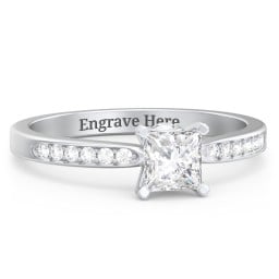 1/2 ct. Princess Gemstone Peek-A-Boo Engagement Ring with Side Accent Stones