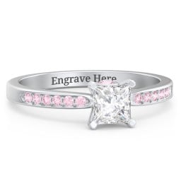 1/2 ct. Princess Gemstone Peek-A-Boo Engagement Ring with Side Accent Stones