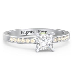 1/2 ct. Princess Gemstone Peek-A-Boo Engagement Ring with Side Accent Stones