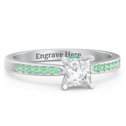 1/2 ct. Princess Gemstone Peek-A-Boo Engagement Ring with Side Accent Stones