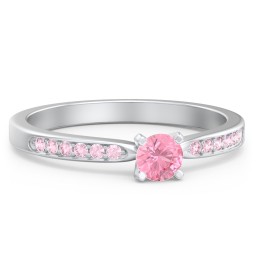 1/4 ct. Round Gemstone Engagement Ring with Side Accent Stones