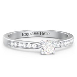 1/4 ct. Round Gemstone Engagement Ring with Side Accent Stones