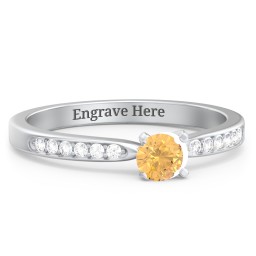 1/4 ct. Round Gemstone Engagement Ring with Side Accent Stones